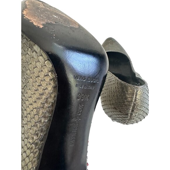 PATRICK COX Metallic Snakeskin Stiletto Heels Size 39.5 US 9.5 - Picture 9 of 12